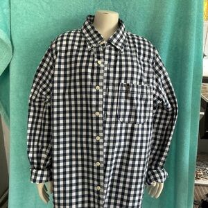 Abercrombie & Fitch Navy and White Gingham Button-Down Shirt